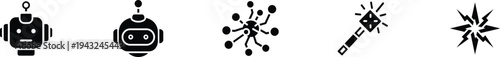 Robot technology icons artificial intelligence futuristic automation symbols