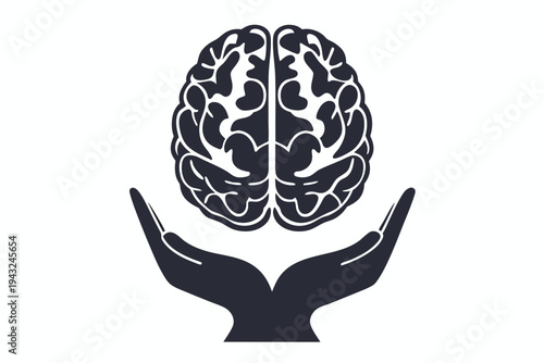 Neurology and Psychology Illustration of a Hand Offering Mental Health Support