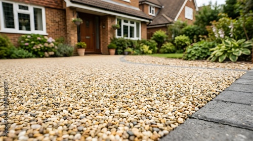 Newly Installed Permeable Resin Driveway Surface For Sustainable Drainage And Eco-Friendly Landscaping
