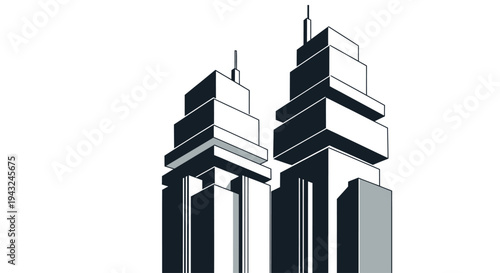 Modern Skyscrapers Illustration with Clean Lines.