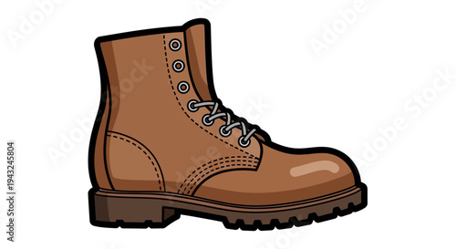 Brown Leather Work Boot with Laces.