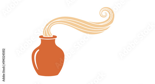 Terracotta Pot with Smoke Illustration.