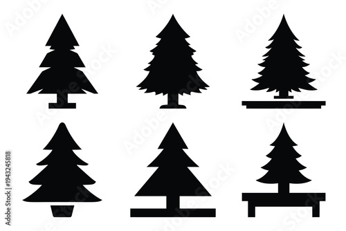 set of tabletop christmas tree icon elements collection.