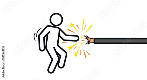 Person Shocked by Exposed Electrical Wire.