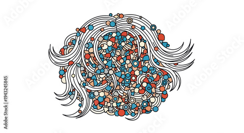 Colorful Human Head with Flowing Hair.