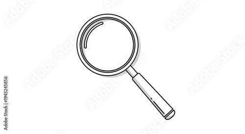 Magnifying Glass Closeup Detailed Line Art Illustration.
