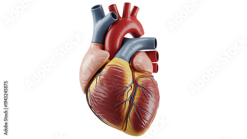 Human heart anatomy 3D medical illustration isolated on black background professional cardiovascular organ model for healthcare education and biological research