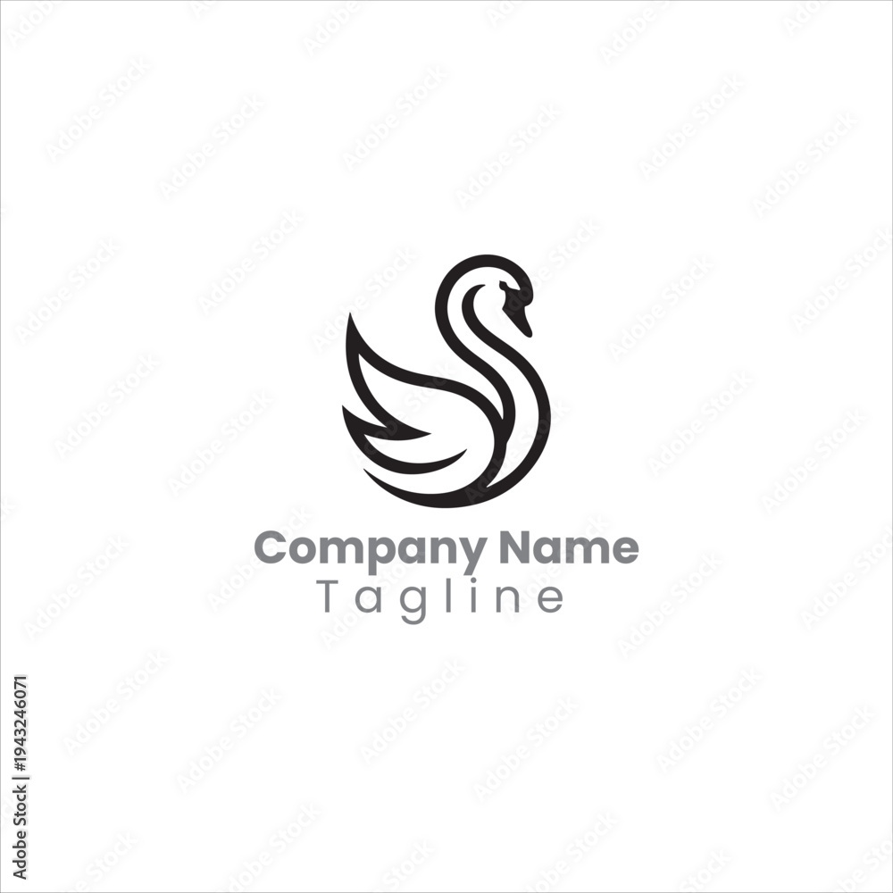 Obraz premium a stylized swan logo featuring minimalist black lines for a sleek and modern aesthetic. 