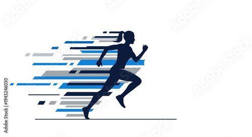 Silhouette of Running Man in Motion.