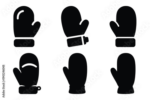 set of winter mitten icon elements collection.
