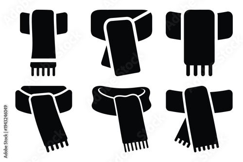 set of winter scarf icon elements collection.