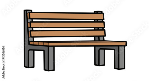 Simple Wooden Bench with Metal Frame.