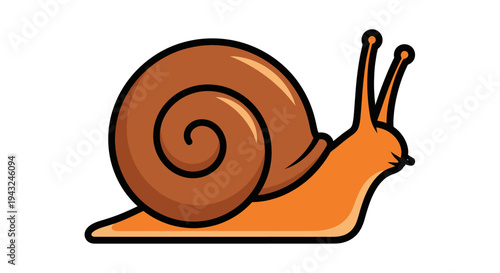 Brown Snail Illustration with Shell and Antennae.