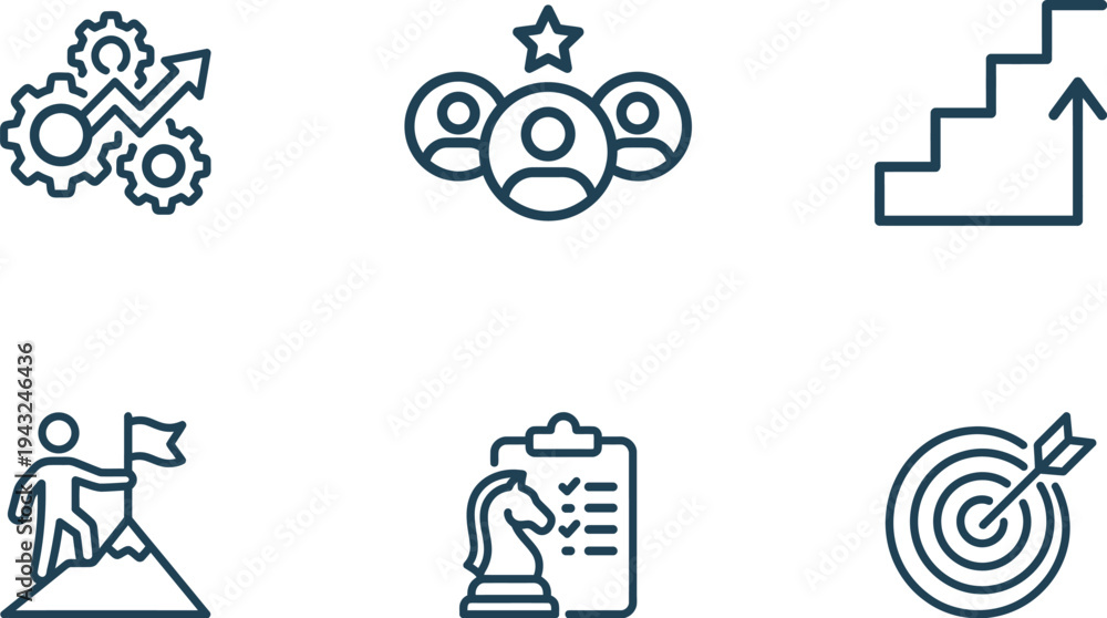 Fototapeta premium Business strategy icons marketing planning analytics growth symbols