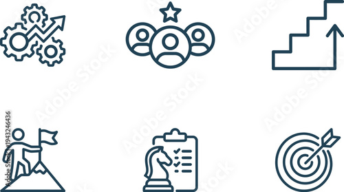 Business strategy icons marketing planning analytics growth symbols