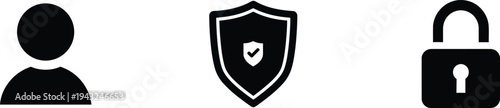 User security icons account protection shield checkmark padlock symbols