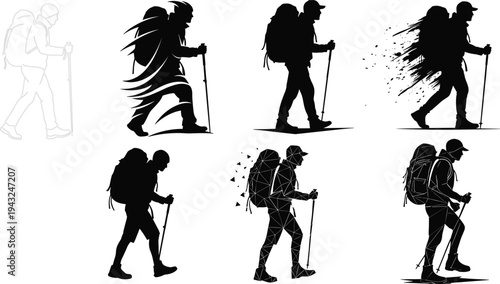 Fashion women and people silhouettes vector illustration walking and shopping