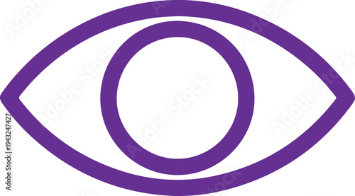 A purple eye with a black outline on a white background. Vector, illustration