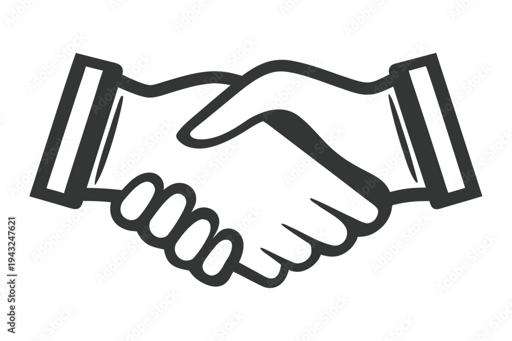 Fototapeta premium Outline black handshake icon, a versatile graphic for business collaboration and partnership deals