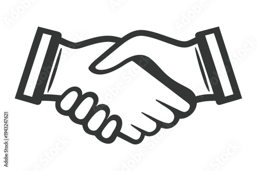 Outline black handshake icon, a versatile graphic for business collaboration and partnership deals