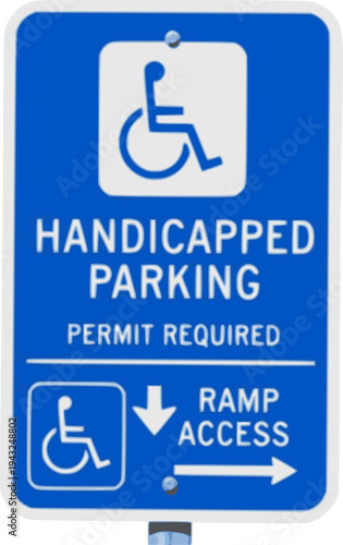 Handicapped reserved parking signs. Wheelchair ramp access sign symbol

