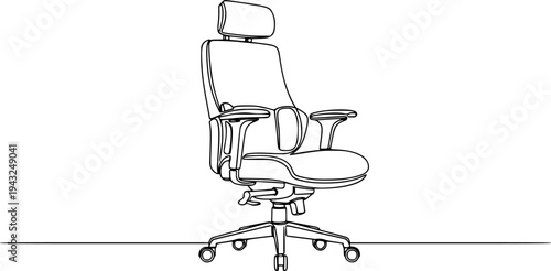 Continuous one line sketch of an office chair. Single line drawing of an executive chair, Office chair one continuous line drawing vector illustration. Premium vector See Less

