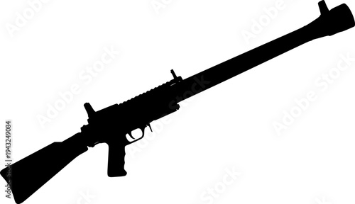 black and white silhouette of a bazooka on a white background
