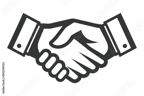 Minimalist handshake icon for business deals and partnership concepts, clean vector art.