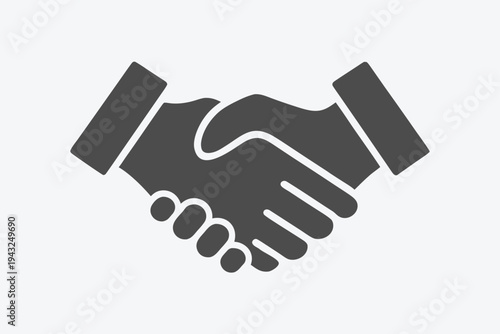 Solid handshake icon signifying a strong business partnership and agreement, simple vector.