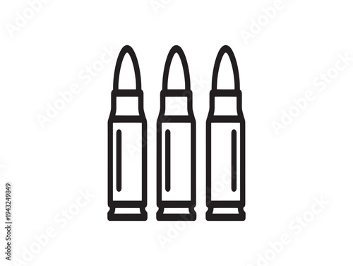 Three black and white bullet icons in a row