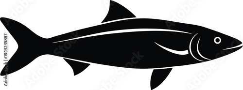Quadro su tela cobia silhouette vector art illustration, black and white design