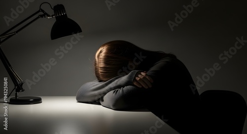 Depressed woman, dark mood, mental health struggle, emotional distress, psychological pain