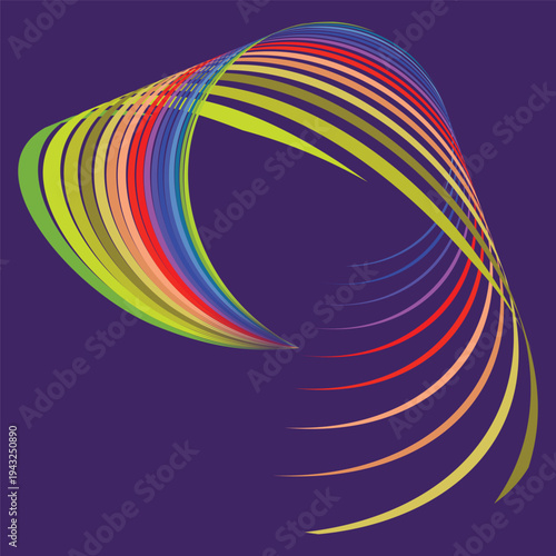 Vibrant multicolored abstract swirling lines on blue background