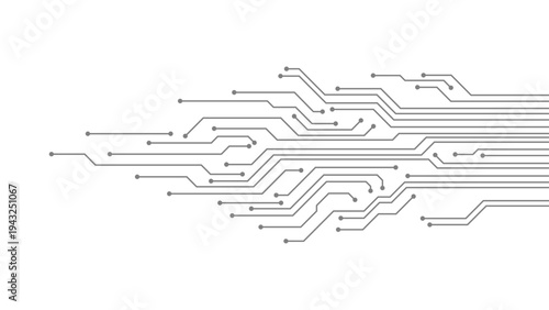 Minimal Digital Circuit Board Background with Connection Lines and Nodes, Abstract Technology Network System Layout, Modern Electronics Innovation Concept Vector