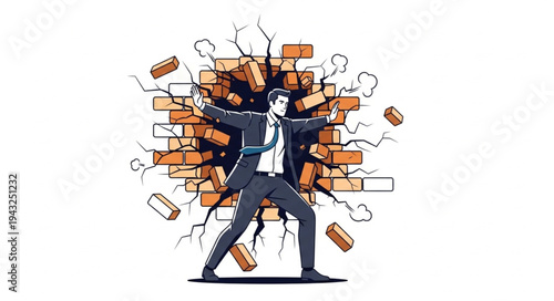 Men Fighting with Broken Bricks.