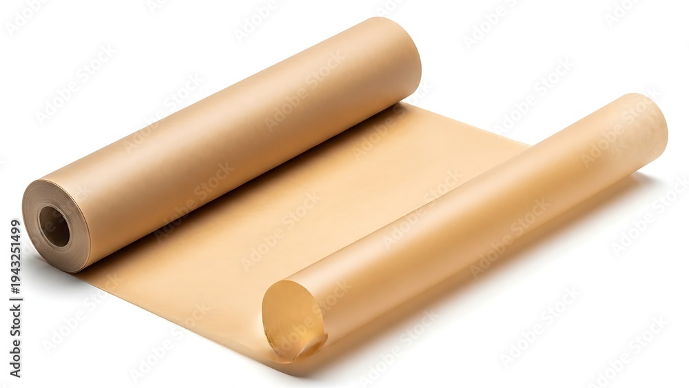 Fototapeta premium A roll of brown paper on a white background