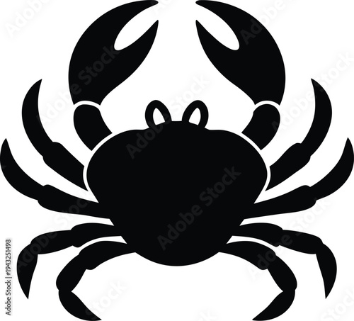 crab silhouette vector art illustration, black and white design