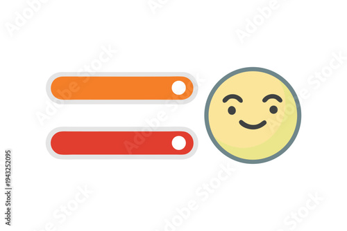 Clean minimalist silhouette of a slider to select between happy and sad expressions, representing mood.