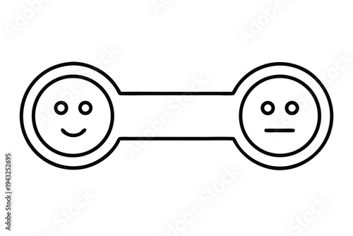 Minimalist silhouette slider icon showing a move from happy to sad expression, useful for user feedback and emotional states.