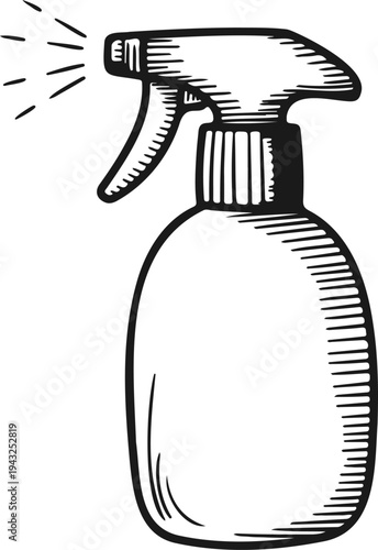 Hand Drawn Spray Bottle Silhouette for Cleaning Service Branding and Household Hygiene Graphics