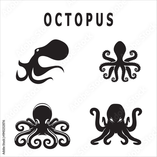 octopus logo design template vector