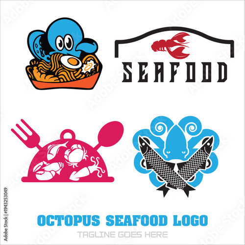 sea food logo design template vector