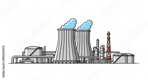Nuclear Power Plant Illustration.
