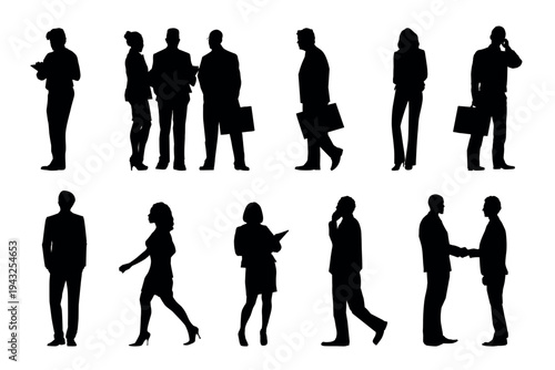 Silhouettes of business professionals vector set
