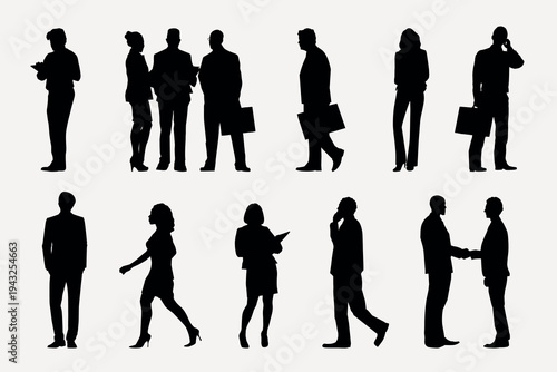 Silhouettes of business professionals vector set