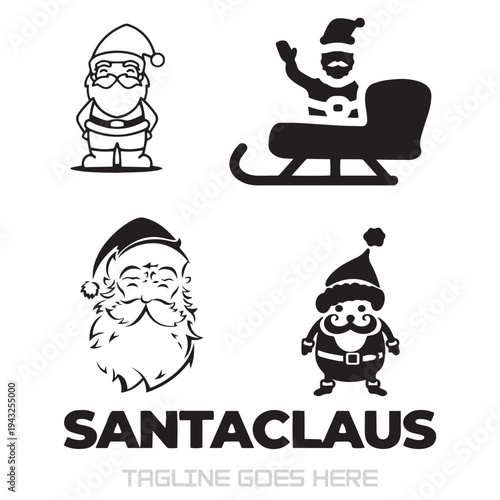 set of santa claus icons logo design 