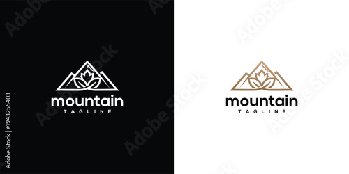 Minimalist Mountain and Cannabis Leaf Logo Design - Nature Outdoor Wellness Brand Symbol.