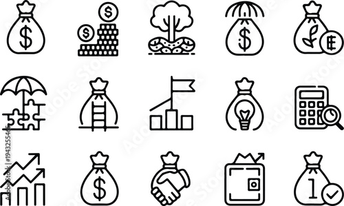 Set of 20 finance and business icons vector