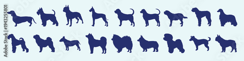 Silhouettes of various dog breeds vector set