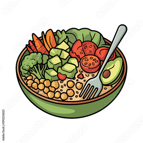 Quinoa Bowl Scene Healthy Plant Based Meal With Fresh Vegetables